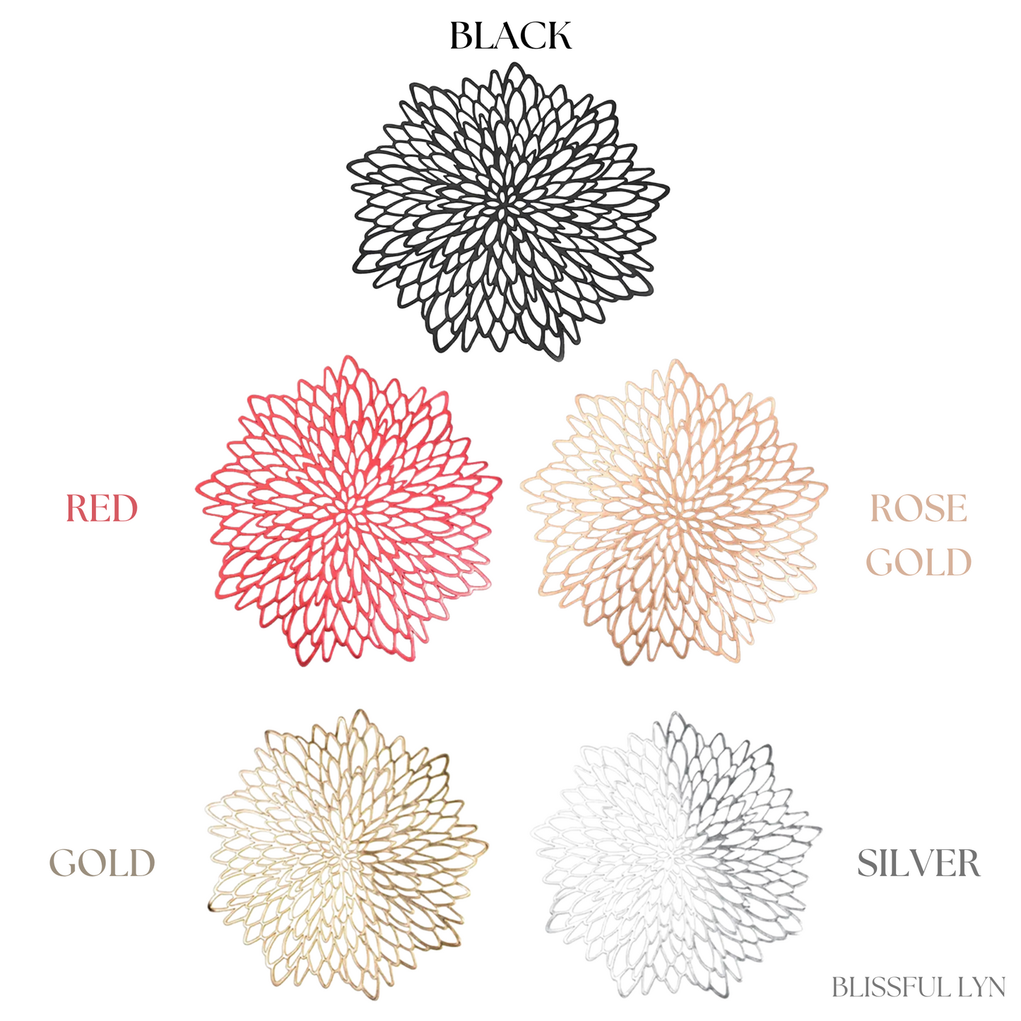 6-Pack 15" Decorative Floral Vinyl Placemats | Outdoor & Rustic Wedding Table Décor