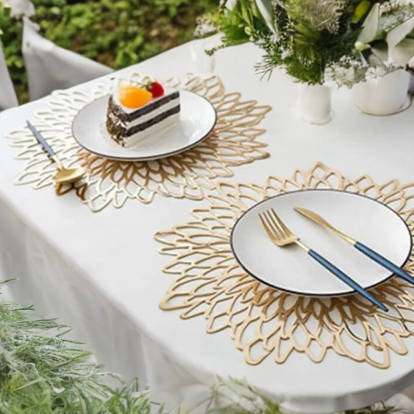 6-Pack 15" Decorative Floral Vinyl Placemats | Outdoor & Rustic Wedding Table Décor