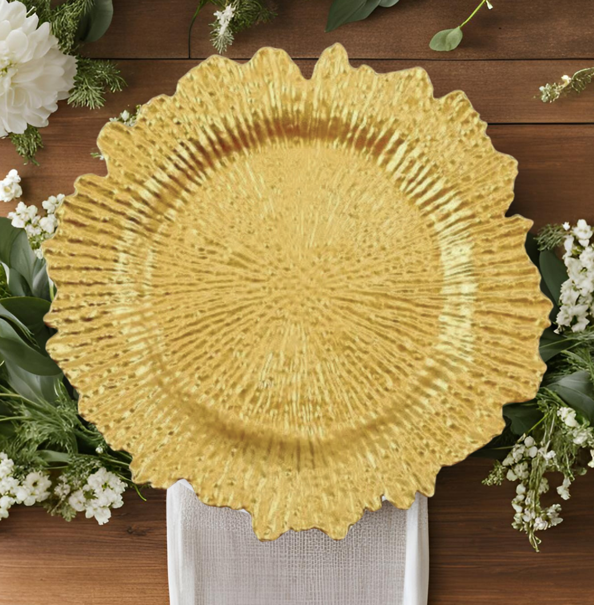 Gold Ruffled rim dinner charger